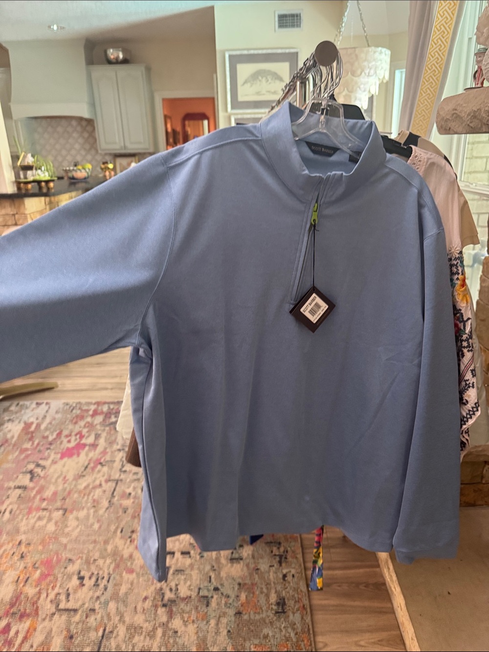 Scott Barber NWT Men's Half-Zip Pullover Sweater - Light Blue